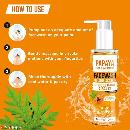 Pink Root Papaya Tan Removal Face Wash 100ml - Face Wash with Vitamin C, Papaya and Lemon For Dark Spot Reduction and clear Skin- Face Wash (Pack of 2)