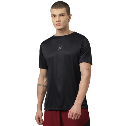 ATICX Men's Slim Fit Polyester Half Sleeve T Shirt - Quick Dry Lycra Sports Training Tee for Gym, Running, Workout