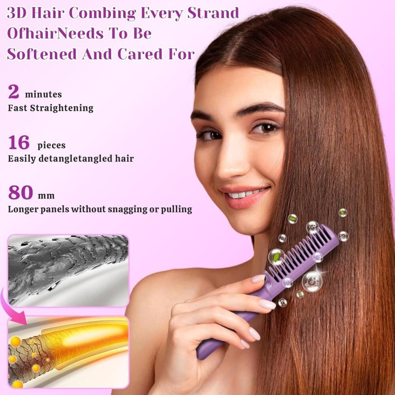 Meneflex Portable Mini Hair Straightener - Cordless, Rechargeable & Adjustable Hot Comb