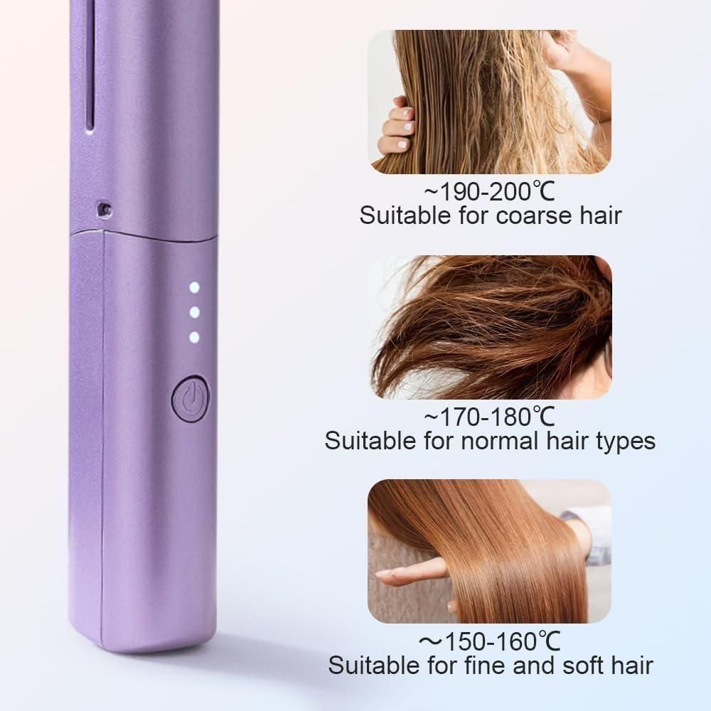 Meneflex Portable Mini Hair Straightener - Cordless, Rechargeable & Adjustable Hot Comb