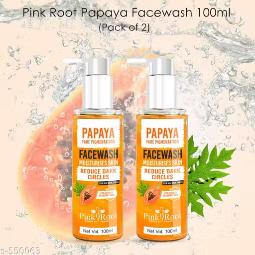 Pink Root Papaya Tan Removal Face Wash 100ml - Face Wash with Vitamin C, Papaya and Lemon For Dark Spot Reduction and clear Skin- Face Wash (Pack of 2)